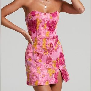 strapless floral dress